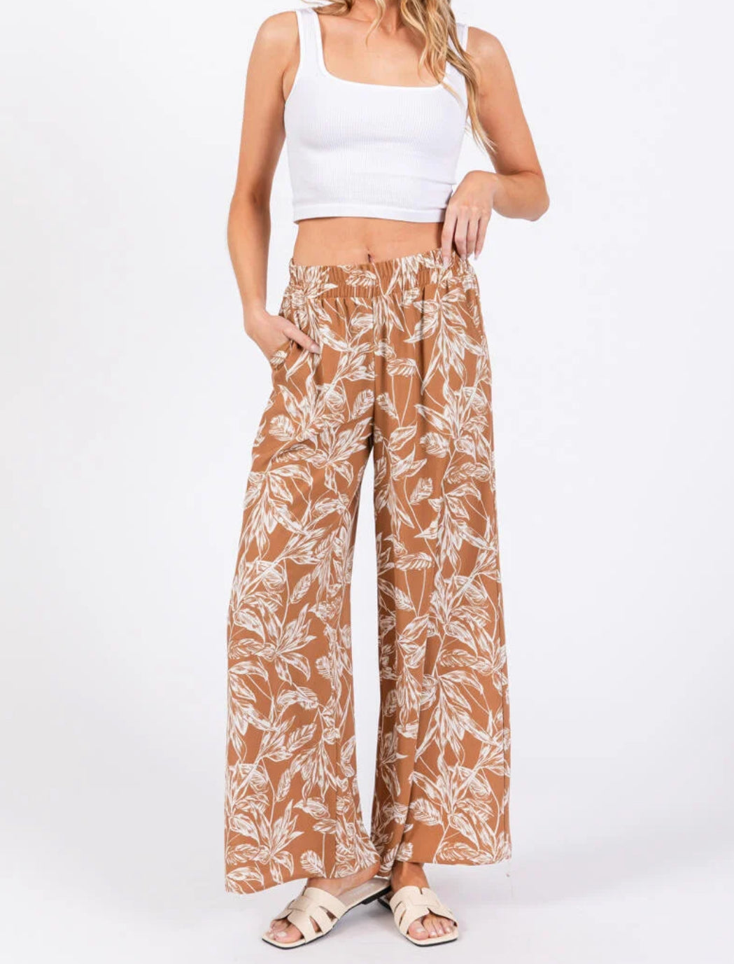 KALEI Tropical Wide Leg Pants