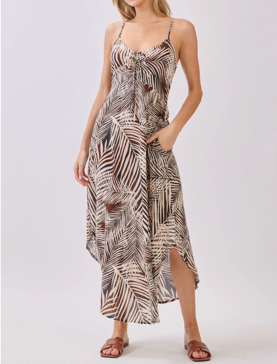 AKALA Brown Leaf Dress