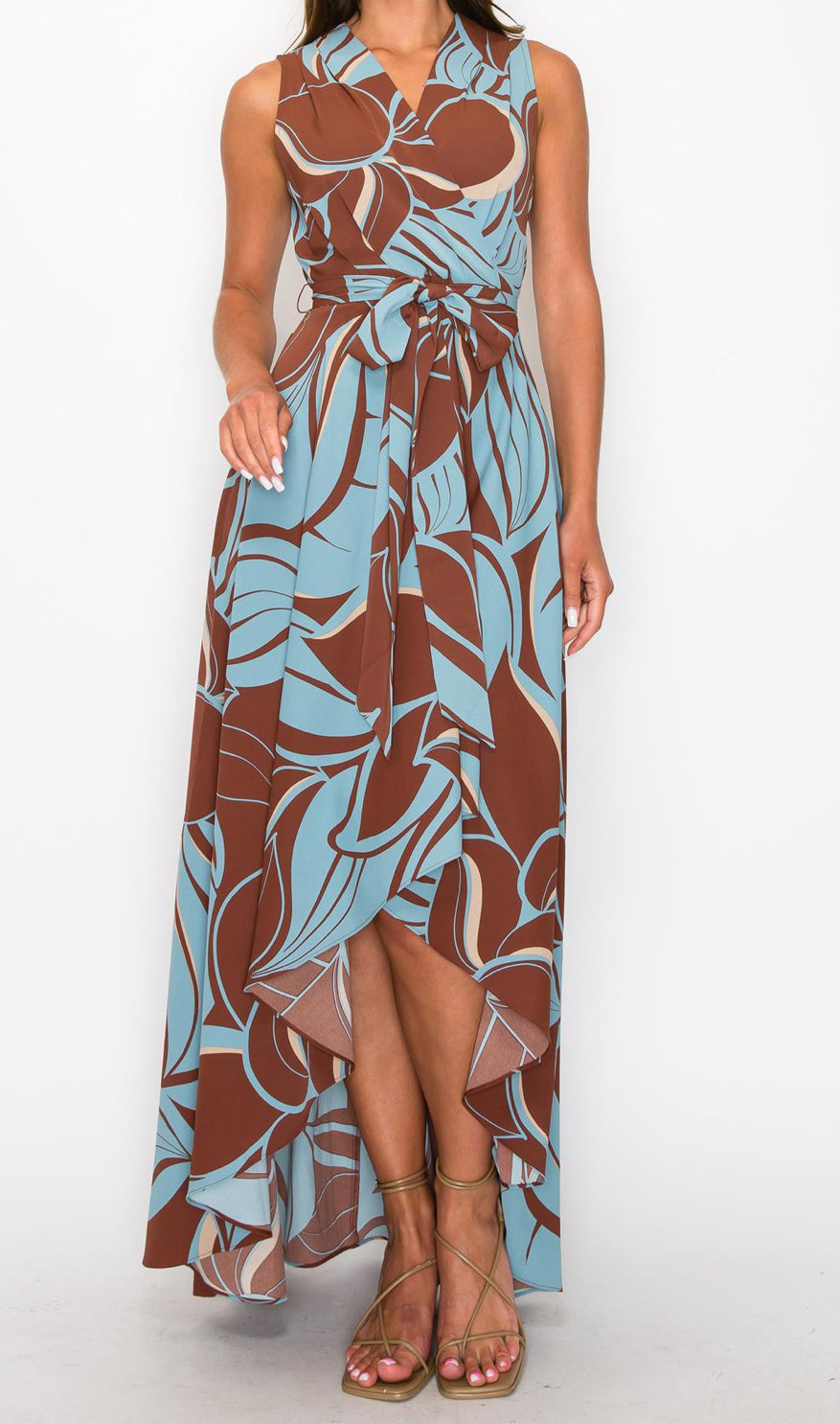 ANELA Tropical Blue Wrap Dress