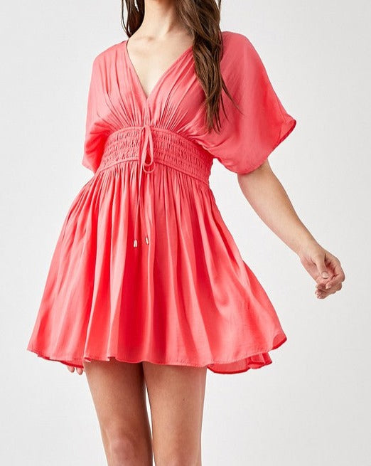 EMILIA Smocked Waist with Tassel Strap Dress