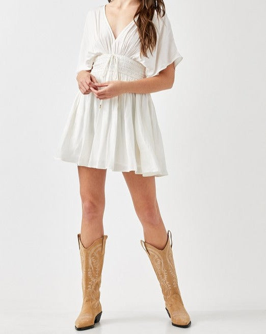 EMILIA Smocked Waist with Tassel Strap Dress