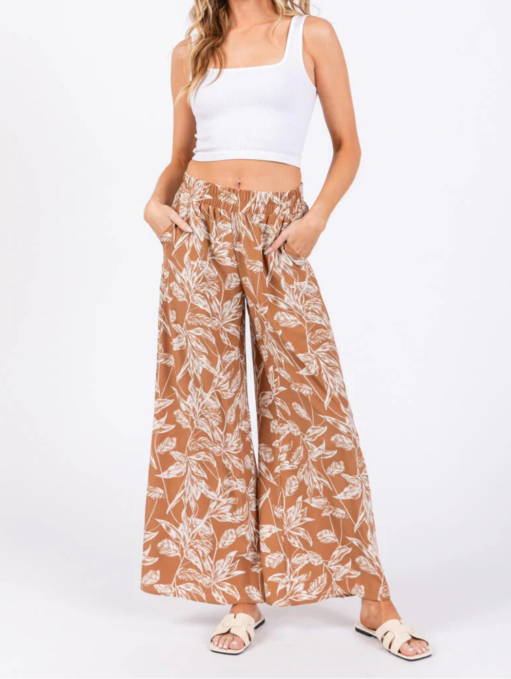 KALEI Tropical Wide Leg Pants