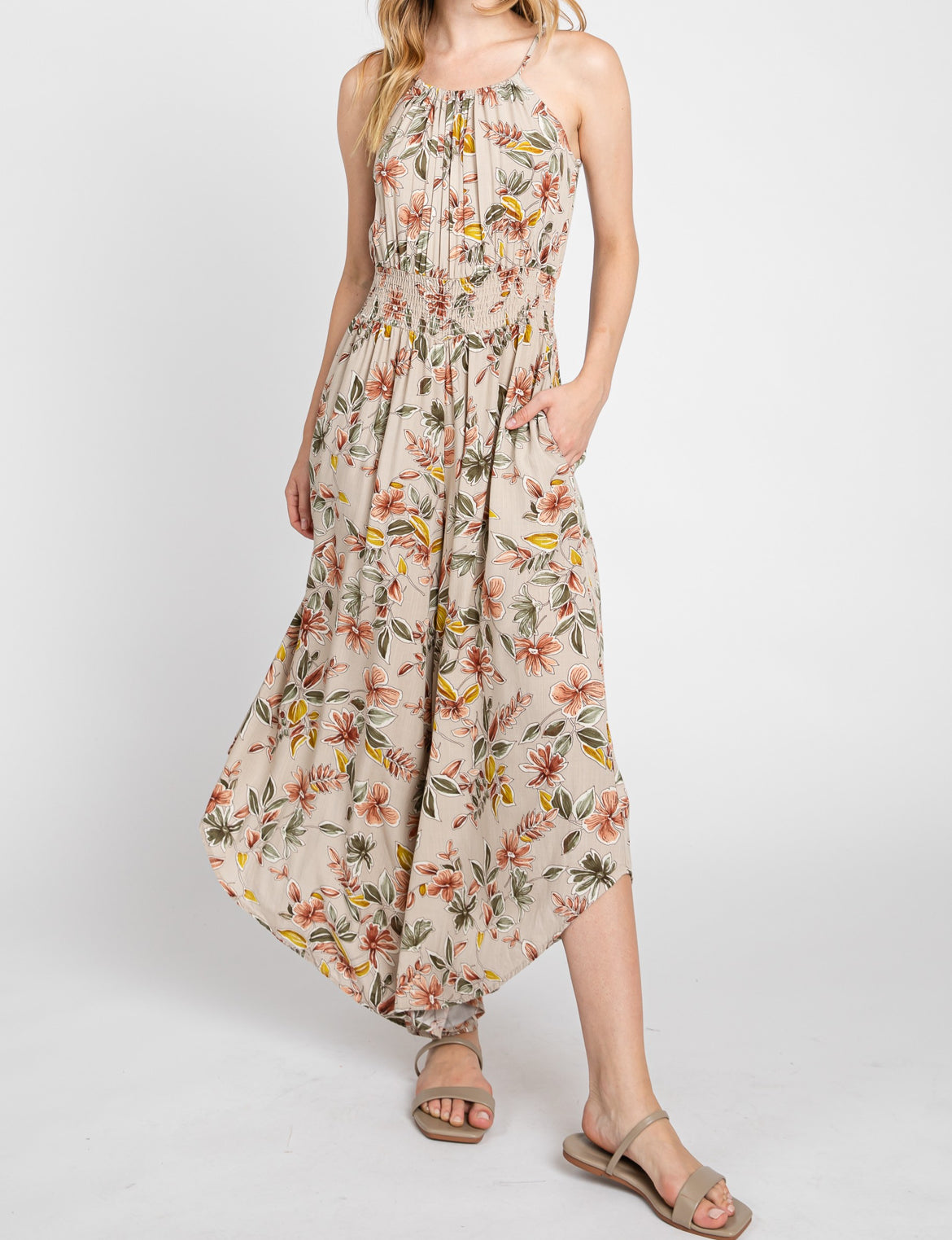 TIFFANY Floral Halter Jumpsuit