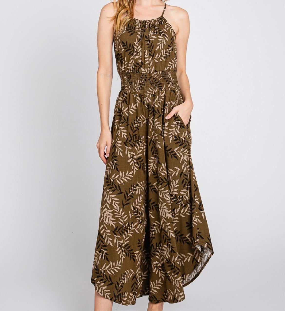 FERN Pocket Halter Jumpsuit