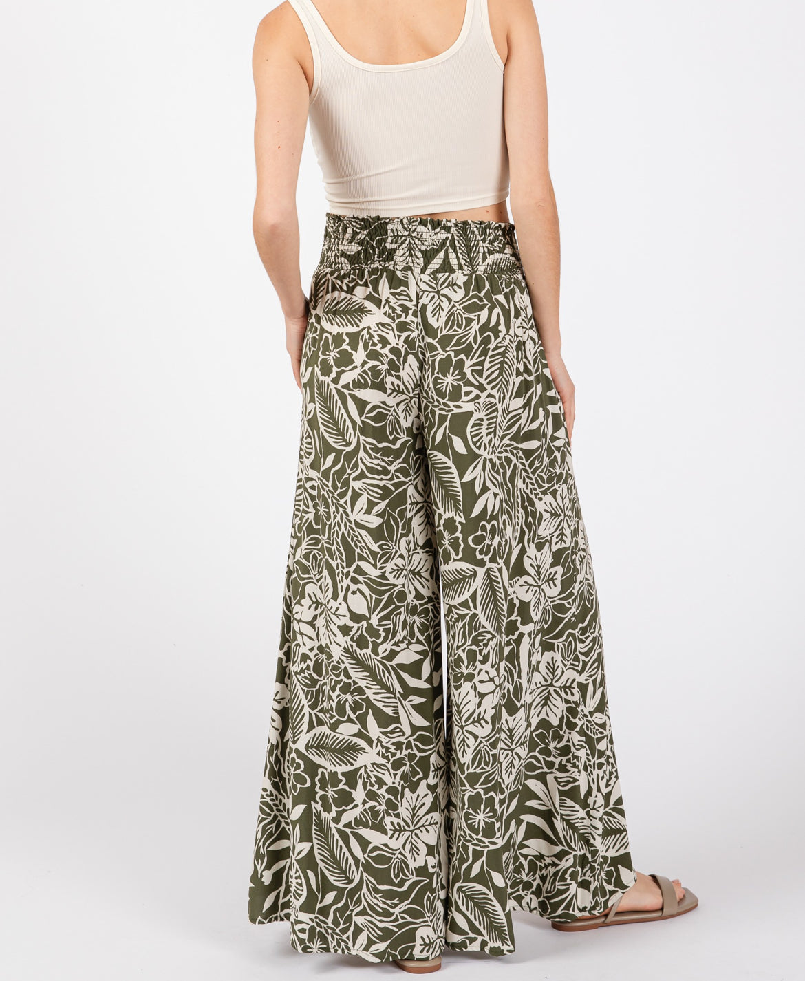 KAHI Olive Floral Pants with Pockets