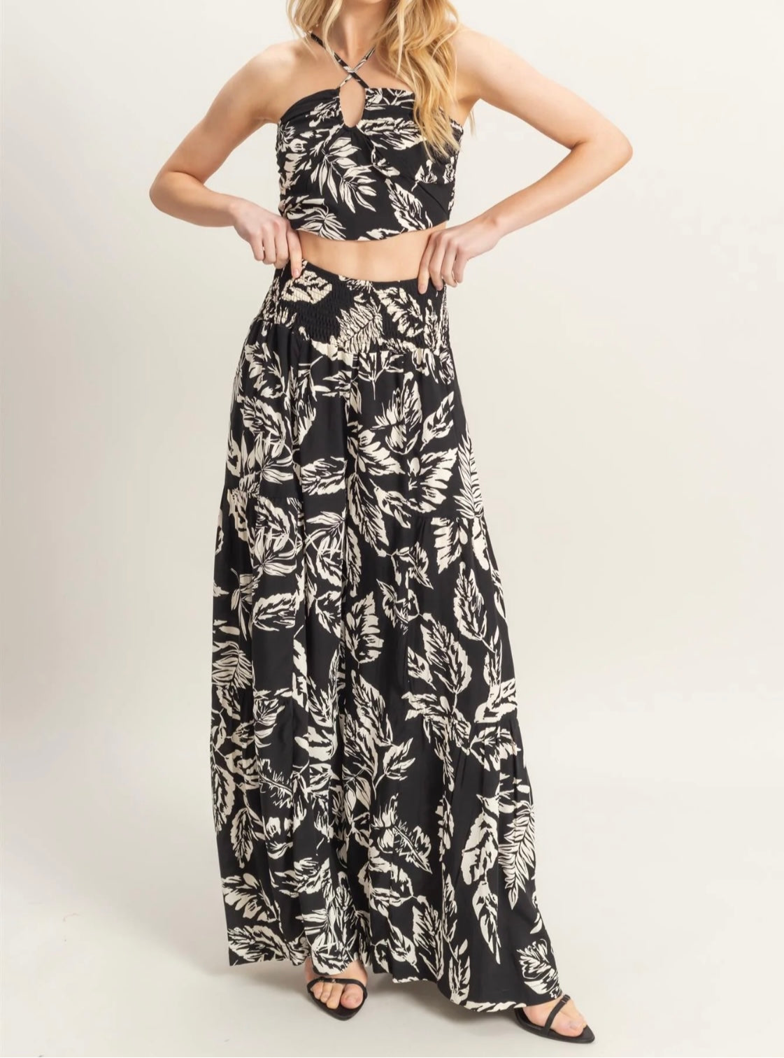MAILE Halter Top Wide Leg Pant Set