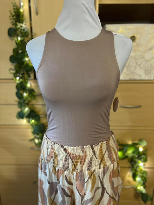PIPER Taupe Layered Sleeveless High Neck Top
