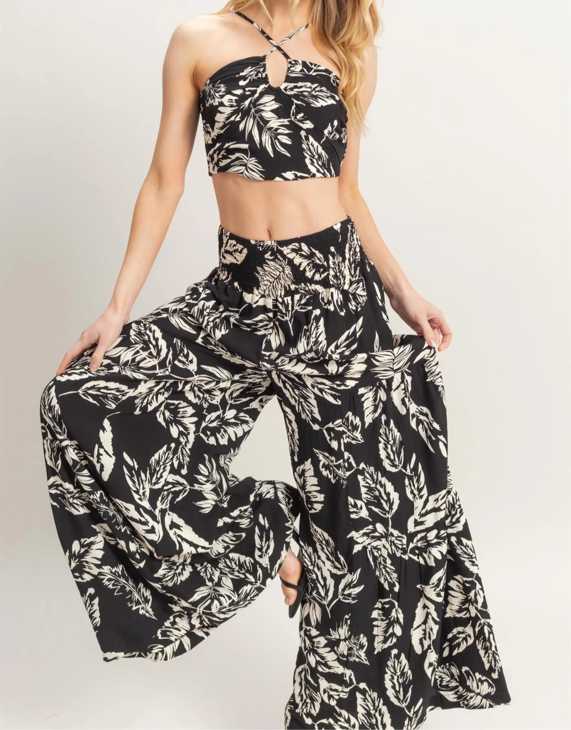 MAILE Halter Top Wide Leg Pant Set