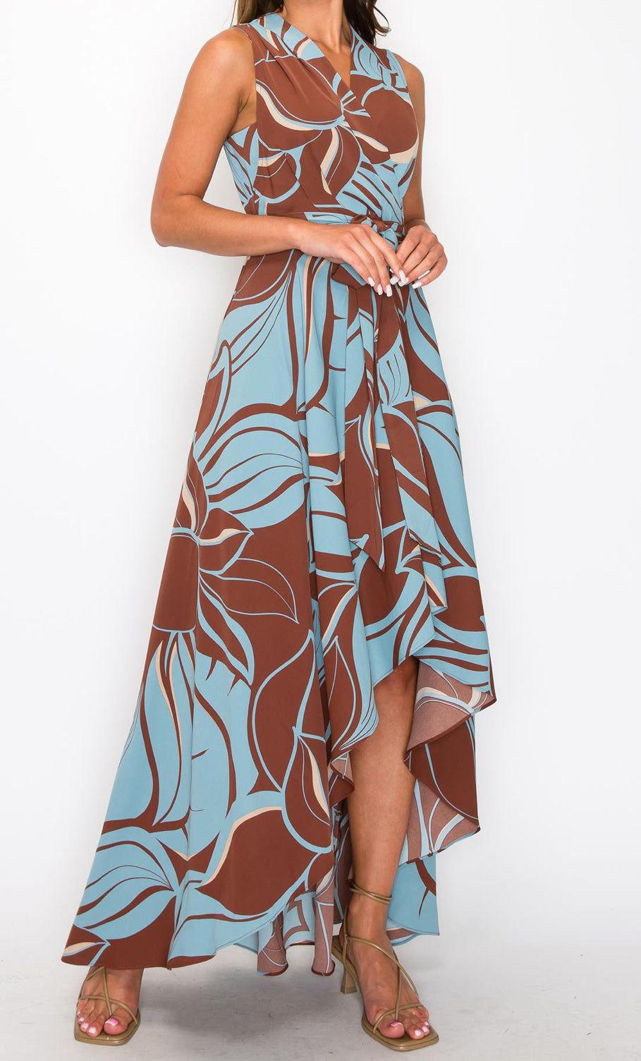 ANELA Tropical Blue Wrap Dress