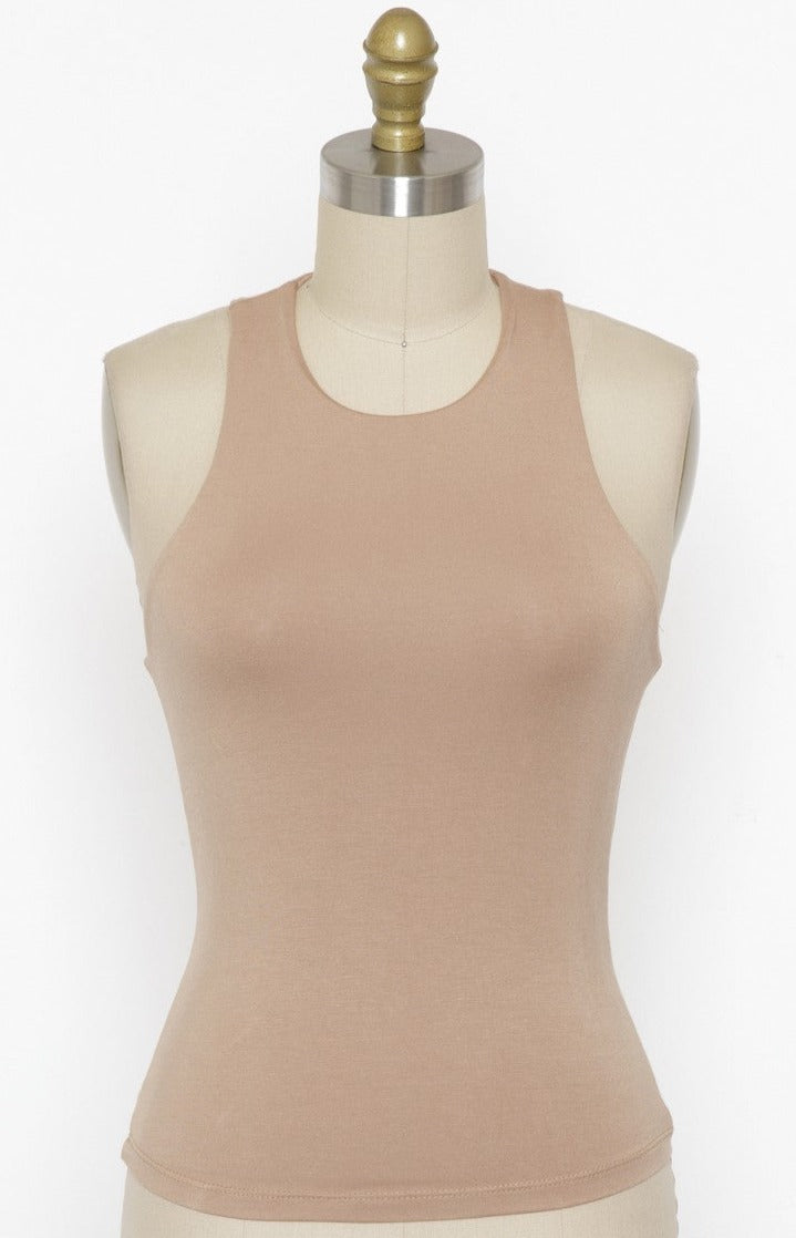 PIPER Taupe Layered Sleeveless High Neck Top